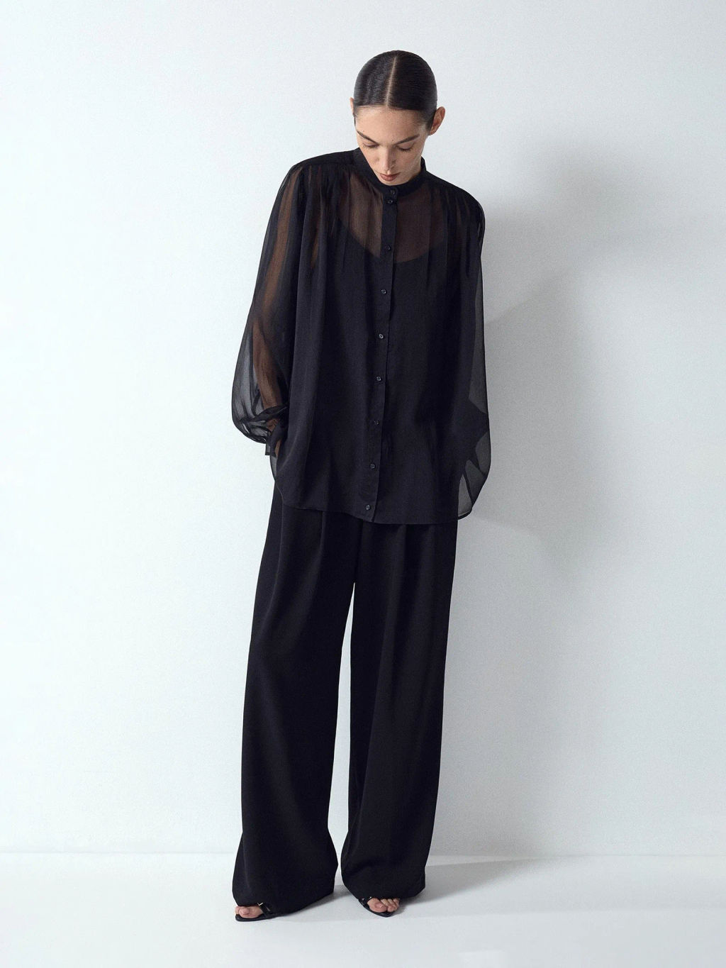 Плиссированная рубашка, B3049/blackbird