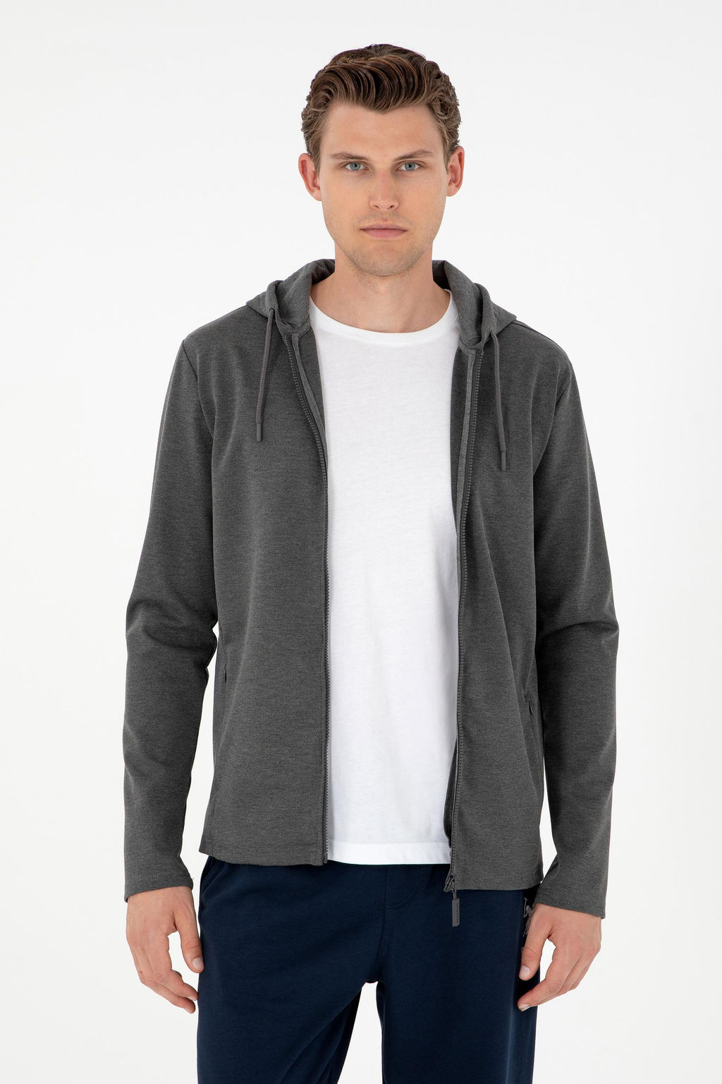 Мужской вязаный кардиган антрацитового меланжа Неожиданная скидка в корзине