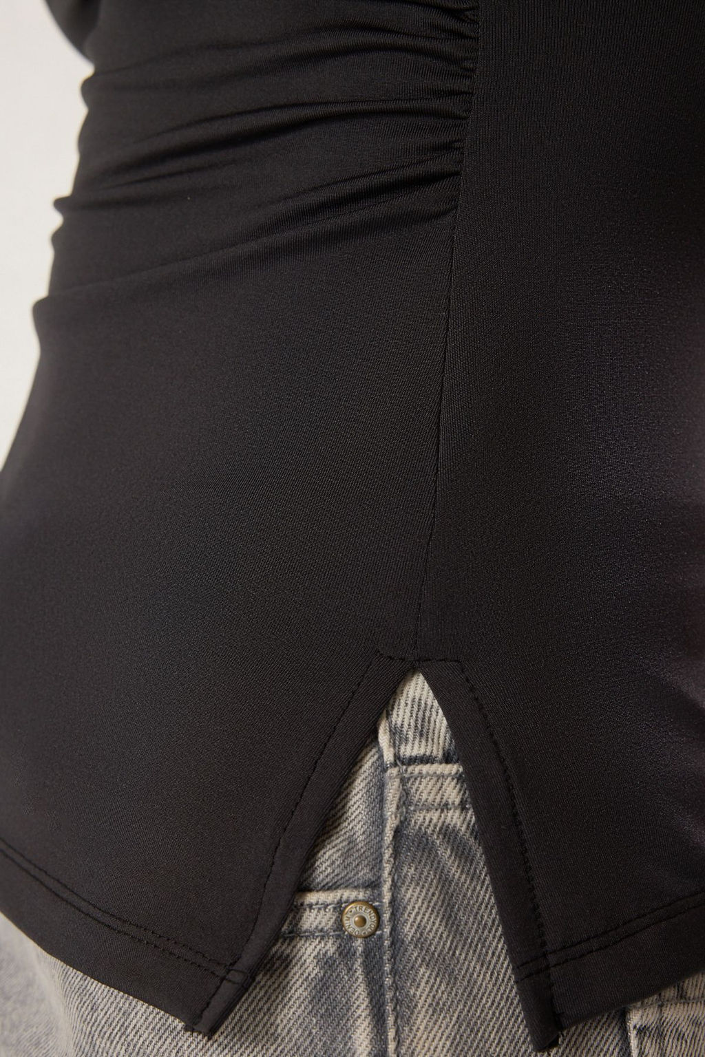Trendyolmilla Siyah Fitted/Vucuda Oturan Poliamid Esnek Orme Bluz TWOSS25BZ00079  фото 4