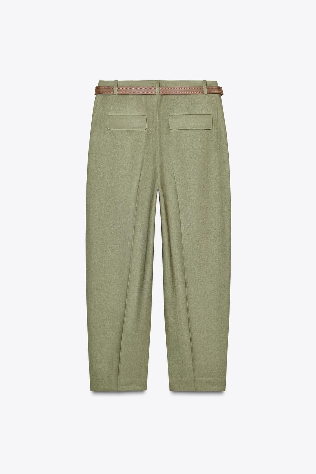 LINEN BELTED STRAIGHT-LEG TROUSERS - Zara фото 21