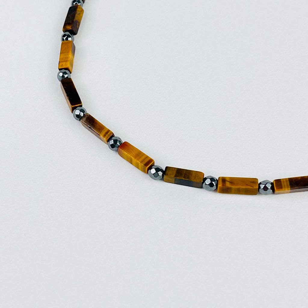 Бусы мужские из Тигрового глаза и Гематита - Радуга самоцветов фото 2