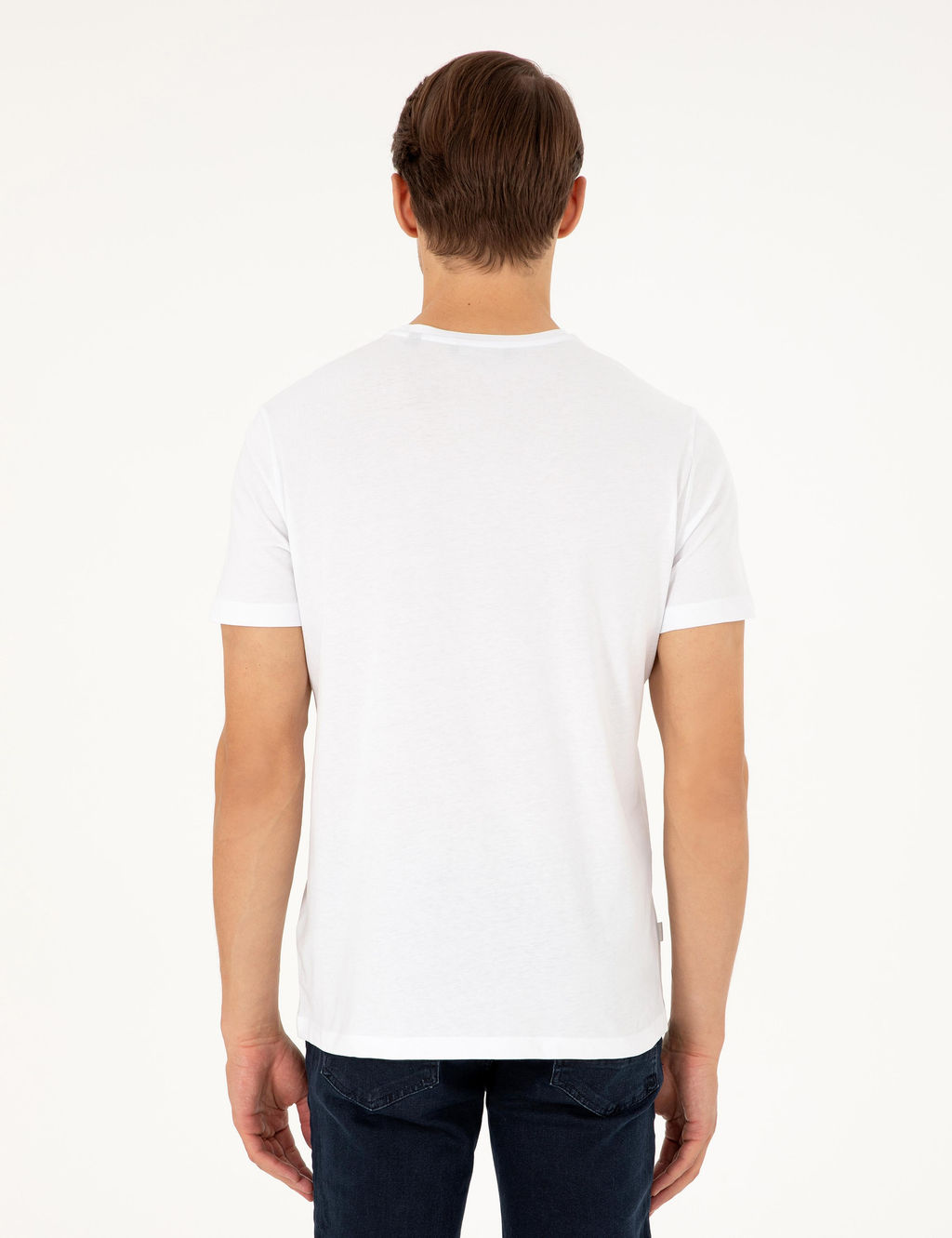 Beyaz %100 Pamuk Slim Fit Bisiklet Yaka Basic Ti__rt - Pierre cardin фото 5