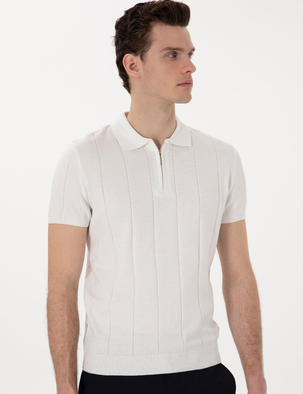 Ekru Slim Fit Fermuarl_ Polo Yaka Triko Ti__rt - Pierre cardin фото 3