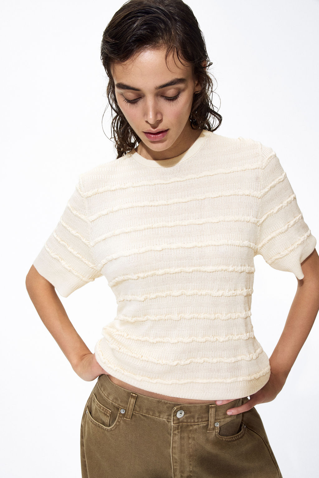 Top de punto con ribetes de volante - H&m фото 3