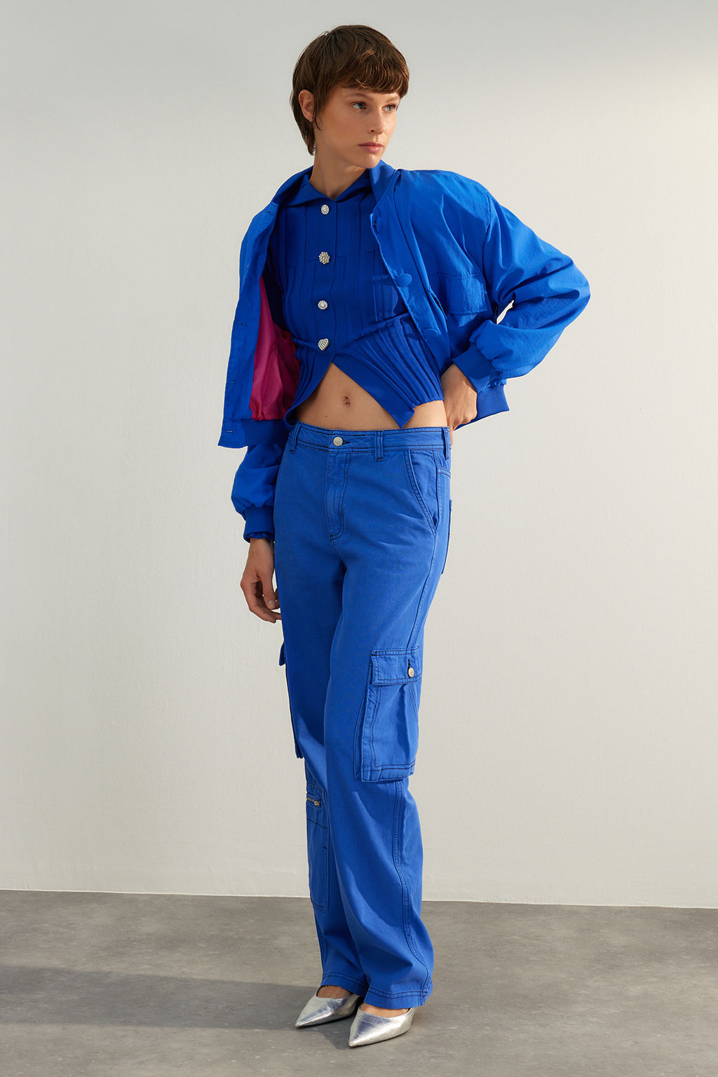 Limited Edition Saks Kargo Cepli Yuksek Bel Wide Leg Jeans TWOAW24JE00229 - Trendyolmilla фото 3