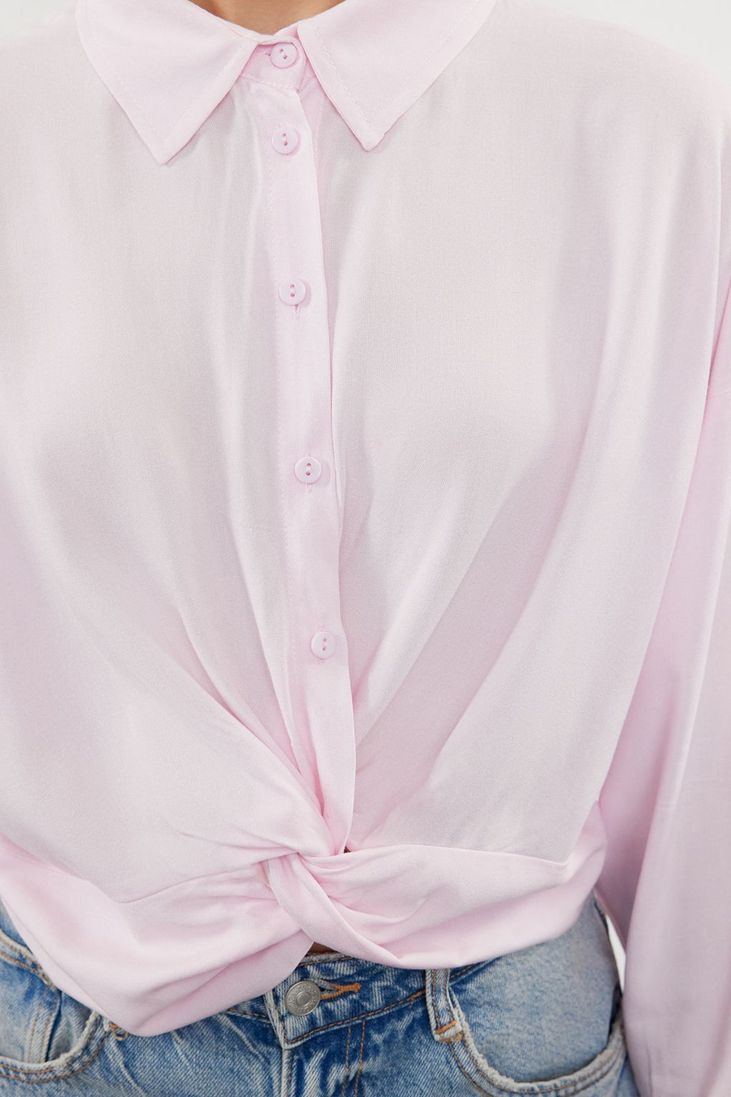 Pembe Dugum Detayl? Crop Dokuma Bluz TWOSS23BZ00442 - Trendyolmilla фото 4