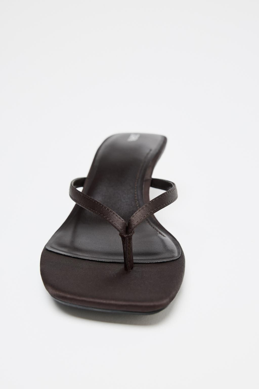 SATIN KITTEN-HEEL SANDALS - Zara фото 5