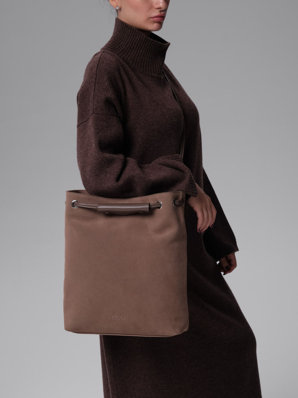 Замшевая сумка Ann DBR 31228 серо-коричневый  фото 6