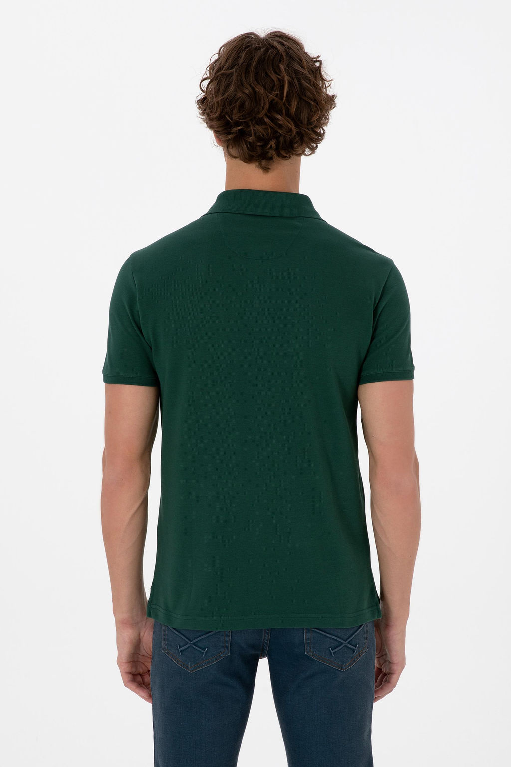 Поло Slim Fit Basic темно-зеленая из хлопка