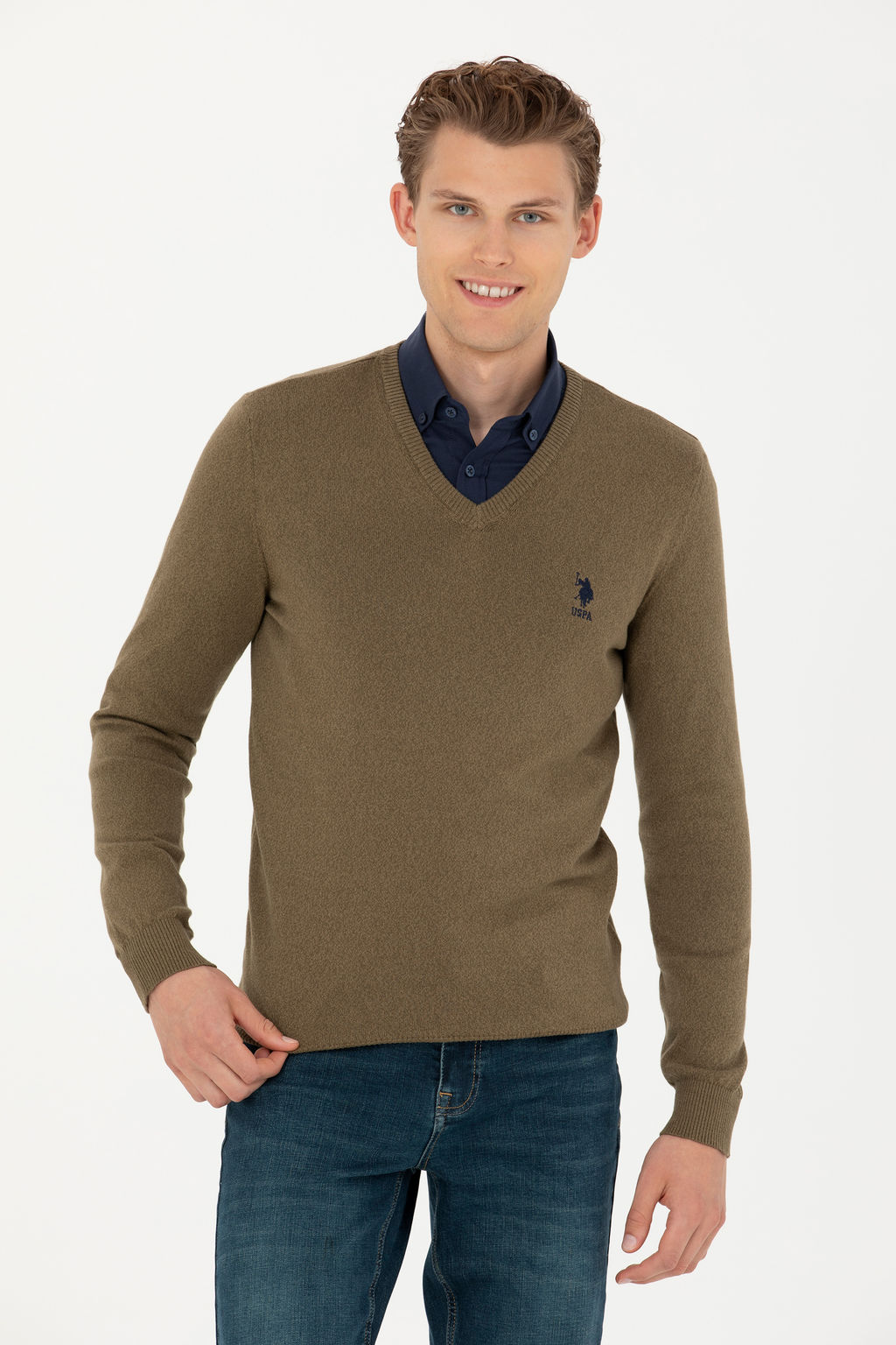 Мужской свитер цвета хаки - U.s. polo assn фото 17