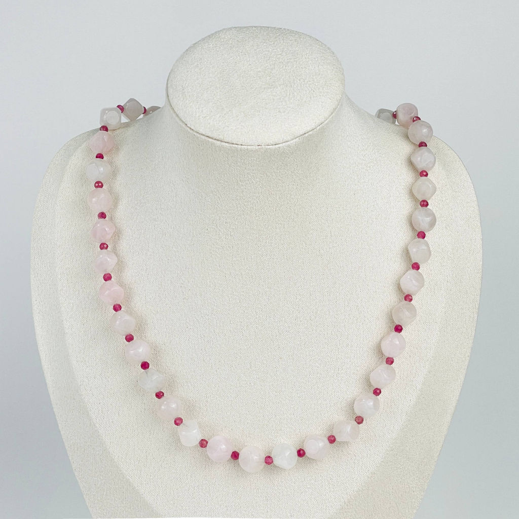 Бусы из мадагаскарсого Розового кварца и Турмалина - Радуга самоцветов фото 3