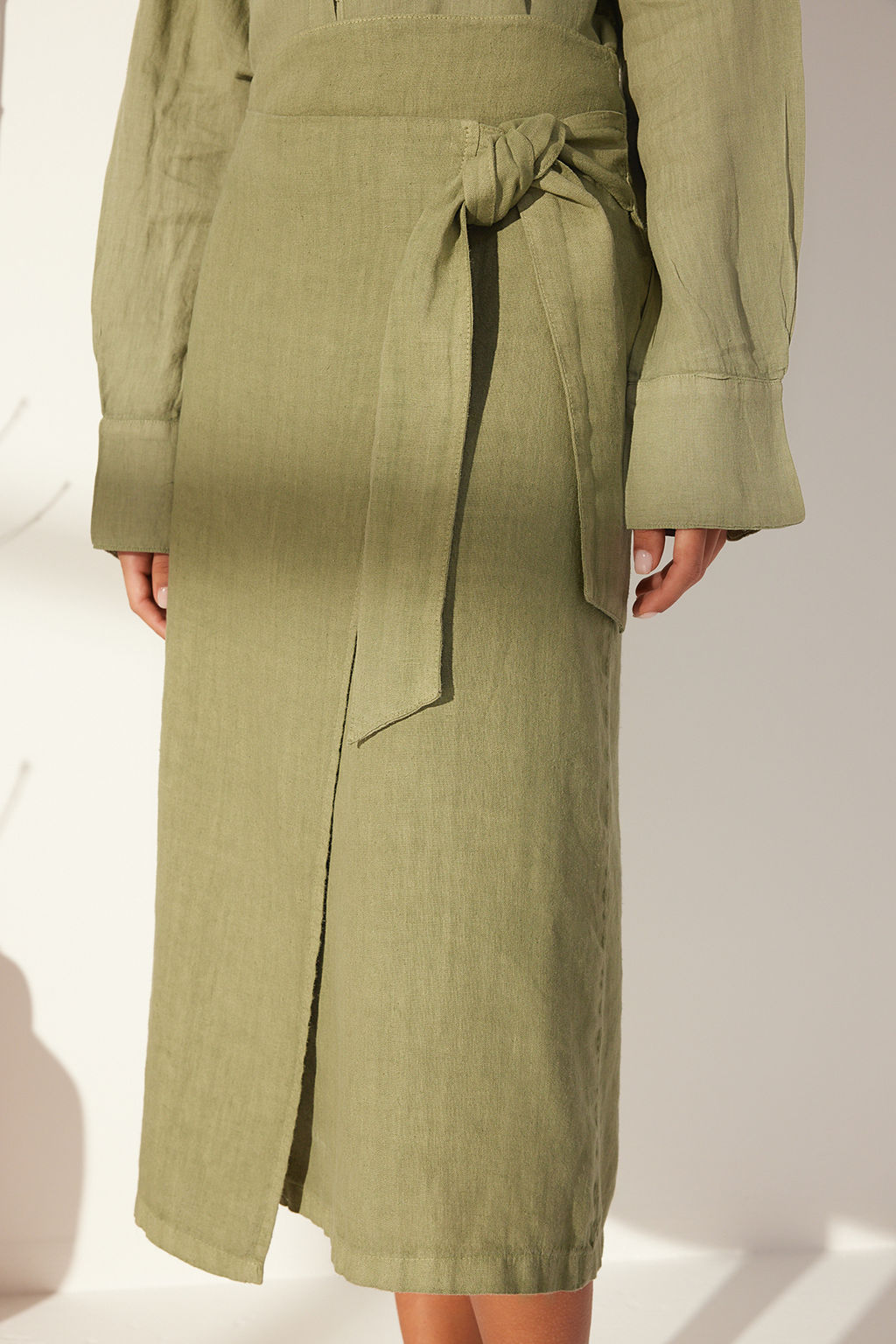 TRENDYOLMILLA Yesil %100 Keten Baglamal? Midi Etek TWOSS24ET00150  фото 5