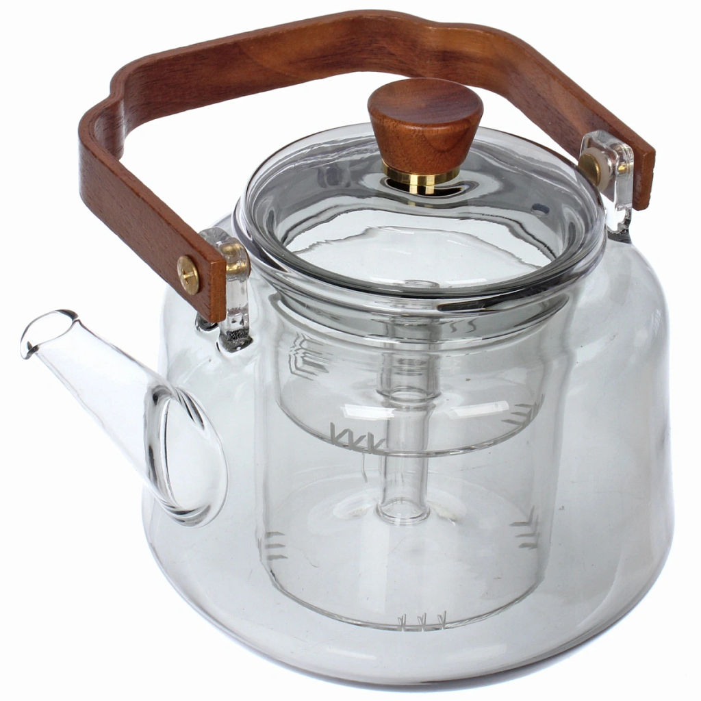 Чайник заварочный стеклянный 1000мл "Хай-Тек" с двойным ситом