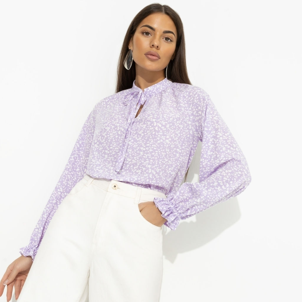 Блуза со сборками на рукавах, В лучшей роли (сиреневый) - Charutti фото 4