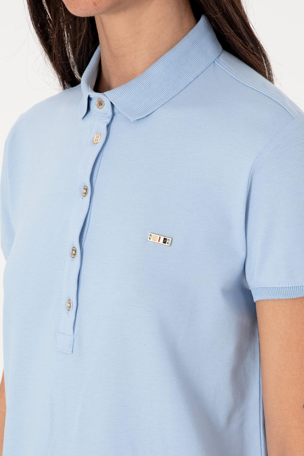 Kad_n A__k Mavi Polo Yaka Mini Boy _rme Elbise Sepette S_rpriz _ndirim - U.s. polo assn фото 6