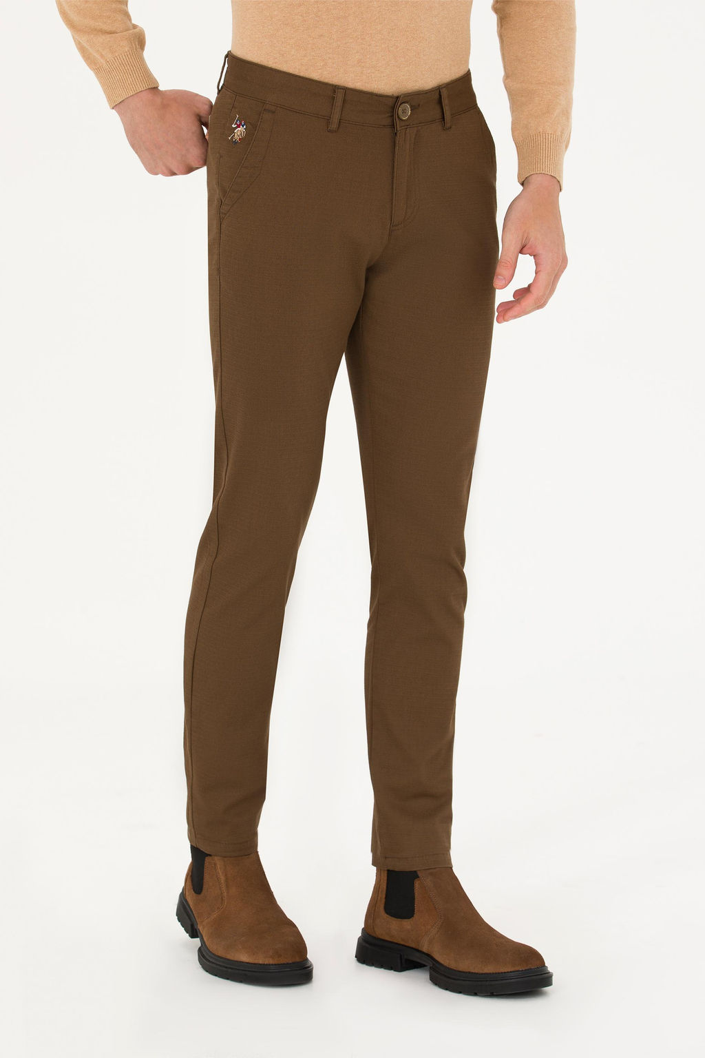Erkek Slim Fit Coconut Kanvas / Chino Pantolon