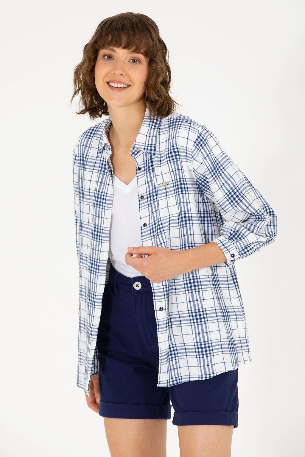 Женская темно-синяя рубашка с длинным рукавом Неожиданная скидка в корзине - U.s. polo assn фото 2