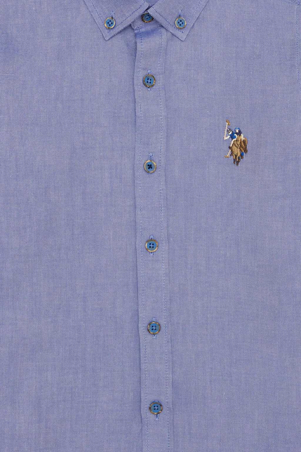 Рубашка с длинным рукавом U.S. Polo Assn для мальчиков из хлопка темно-синяя  фото 9