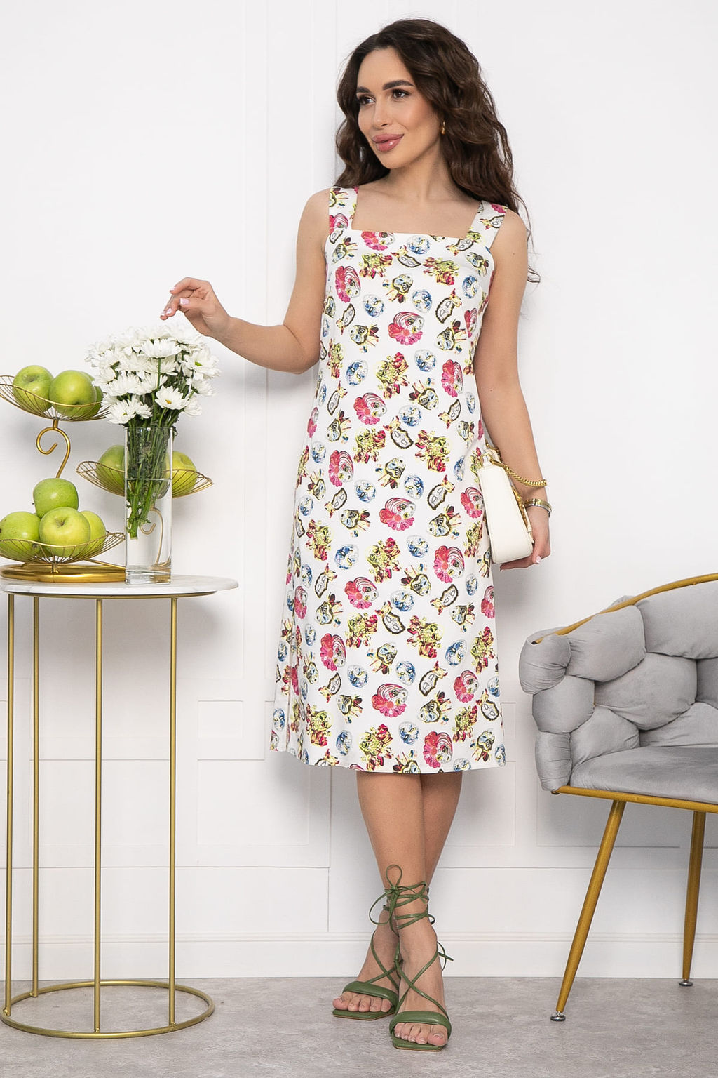 Платье Цветочные узоры (белое) П13504-30М