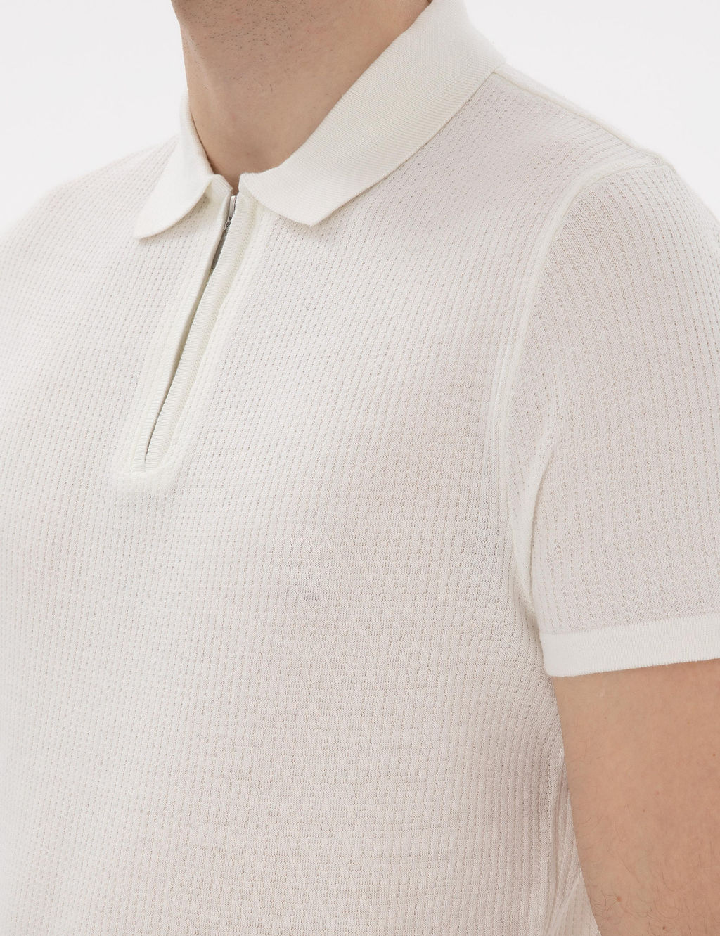 Ekru Slim Fit Fermuarl_ Polo Yaka Triko Kazak - Pierre cardin фото 7
