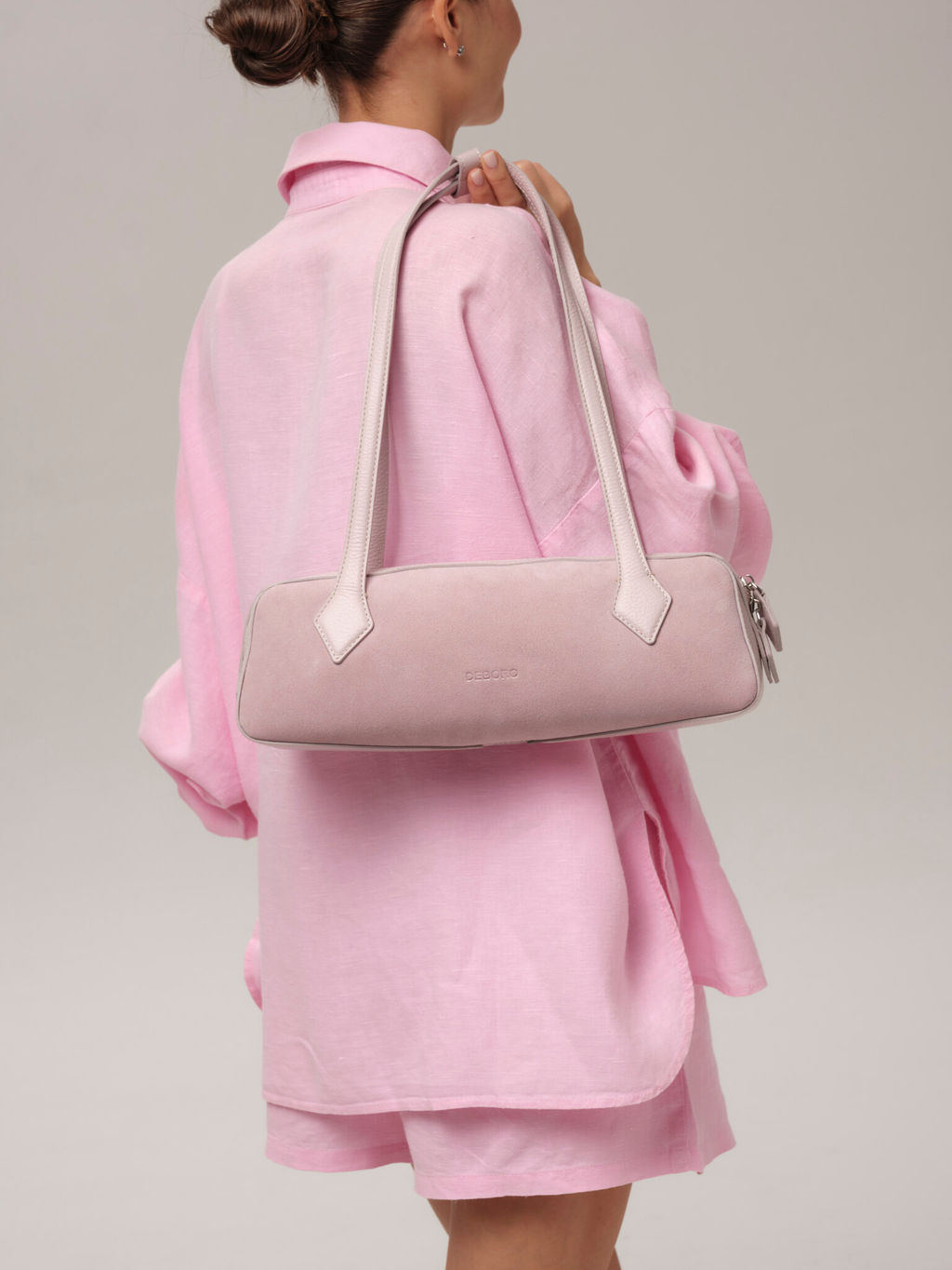 Сумка багет на плечо Deboro 31129 розовый дым