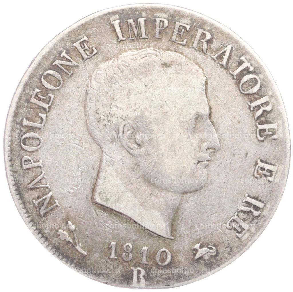 Монета 5 лир 1810 года В Наполеоновское Королевство Италия