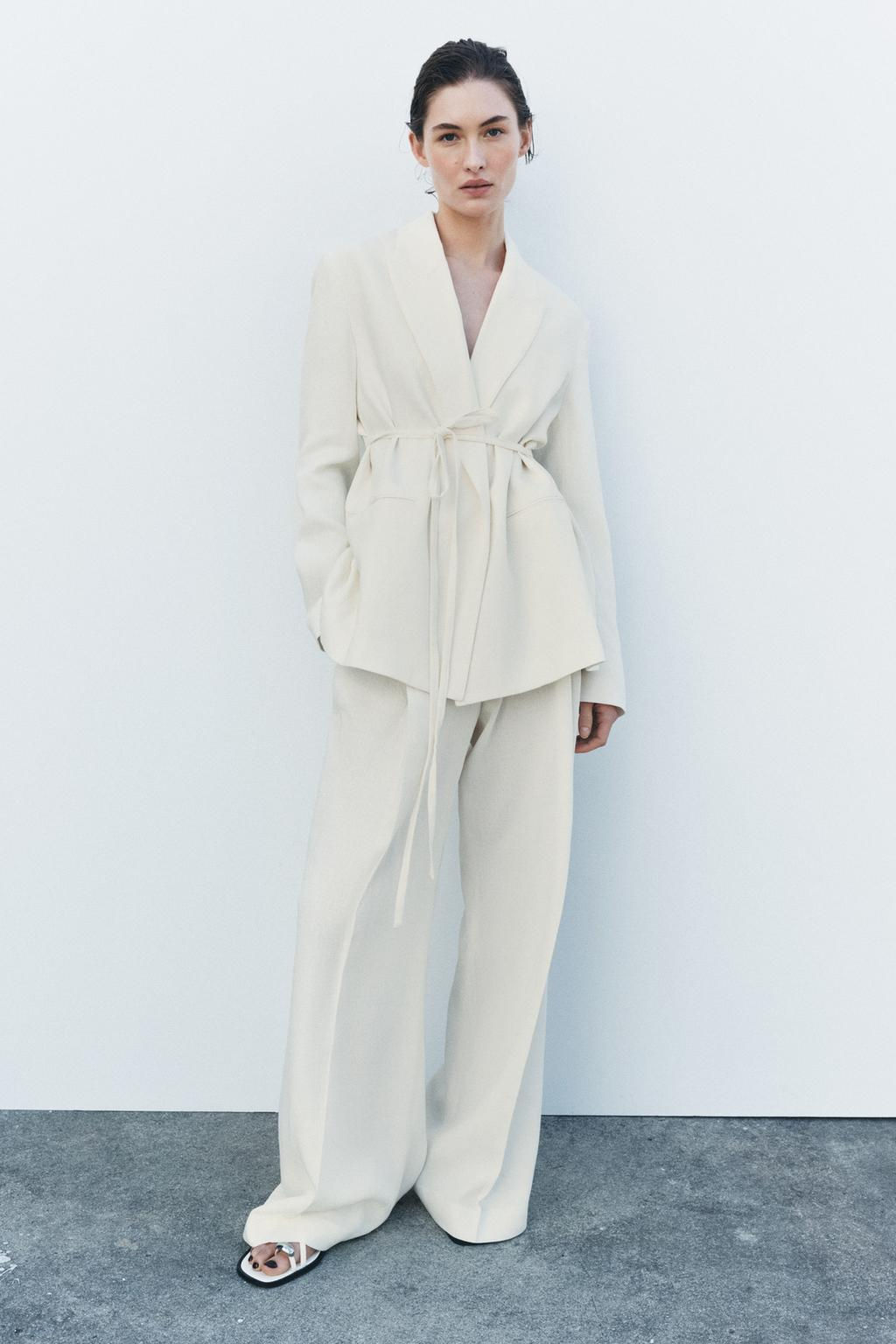 ZW COLLECTION DARTED LINEN BLEND TROUSERS