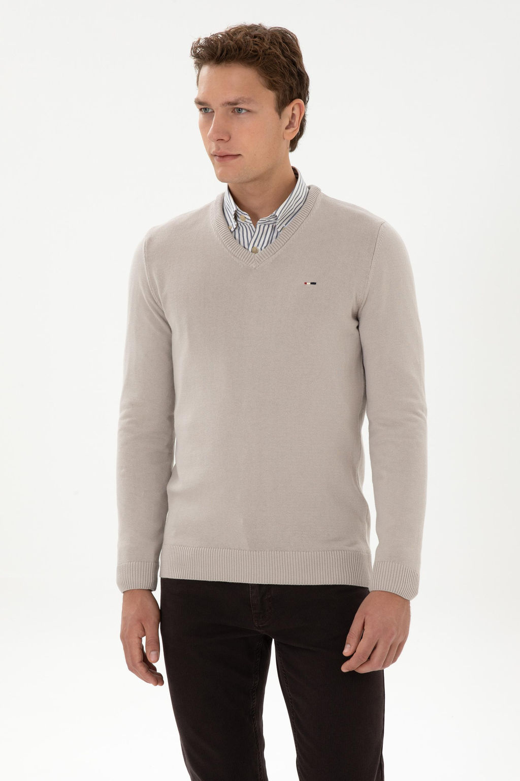 Erkek Slim Fit V Yaka Ta_ Basic Kazak - U.s. polo assn фото 3