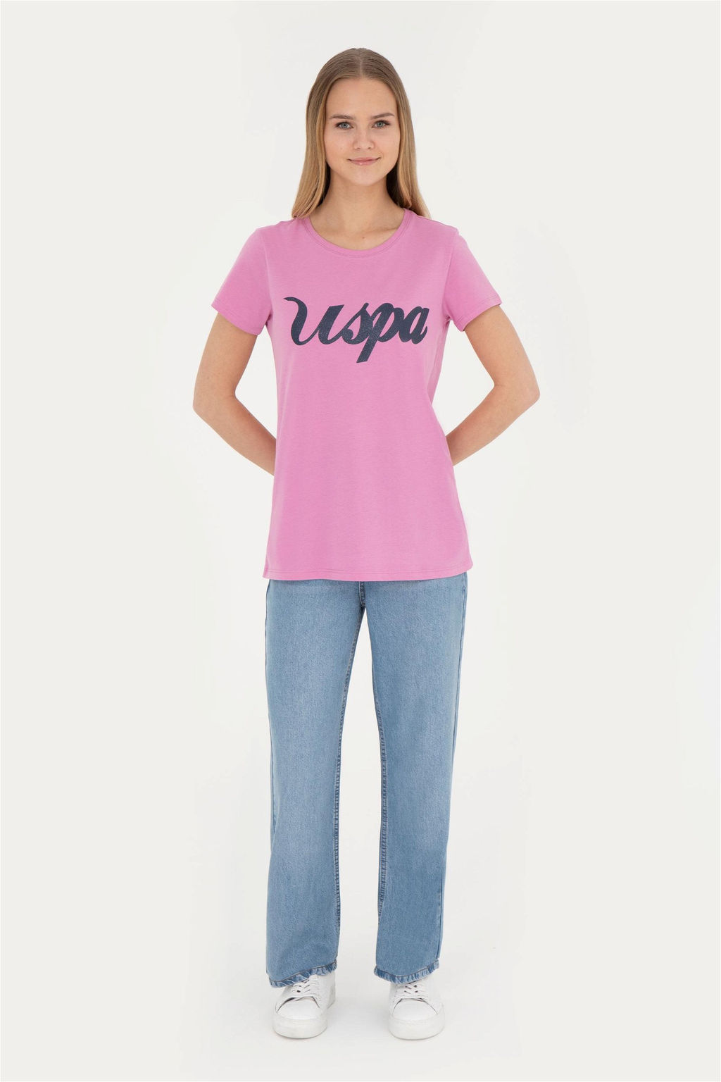 Женская фиолетовая футболка с круглым вырезом - U.s. polo assn фото 4
