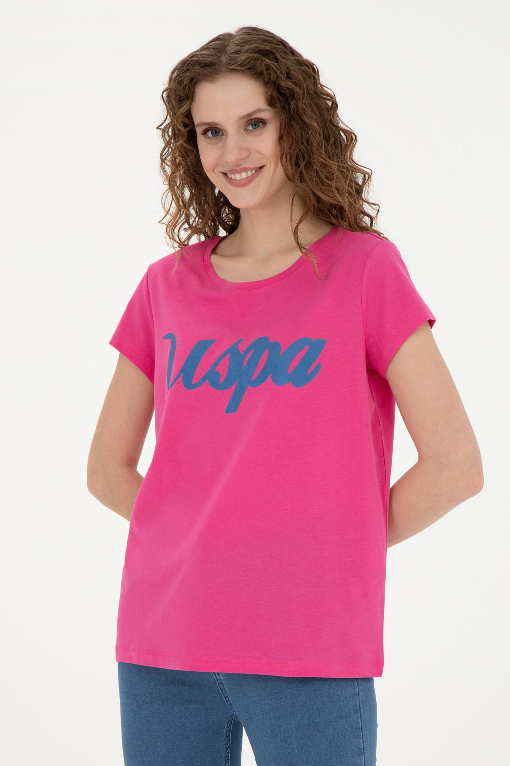 Женская футболка цвета фуксии с круглым вырезом Неожиданная скидка в корзине - U.s. polo assn фото 10