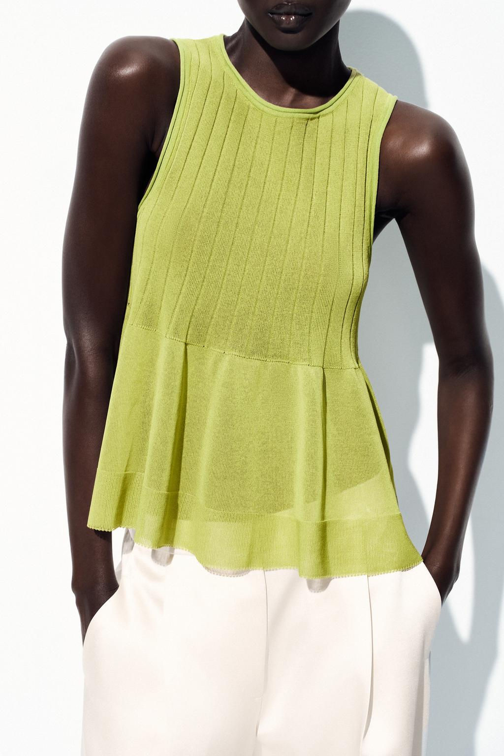 KNITTED TOP WITH RUFFLED HEM - Zara фото 2