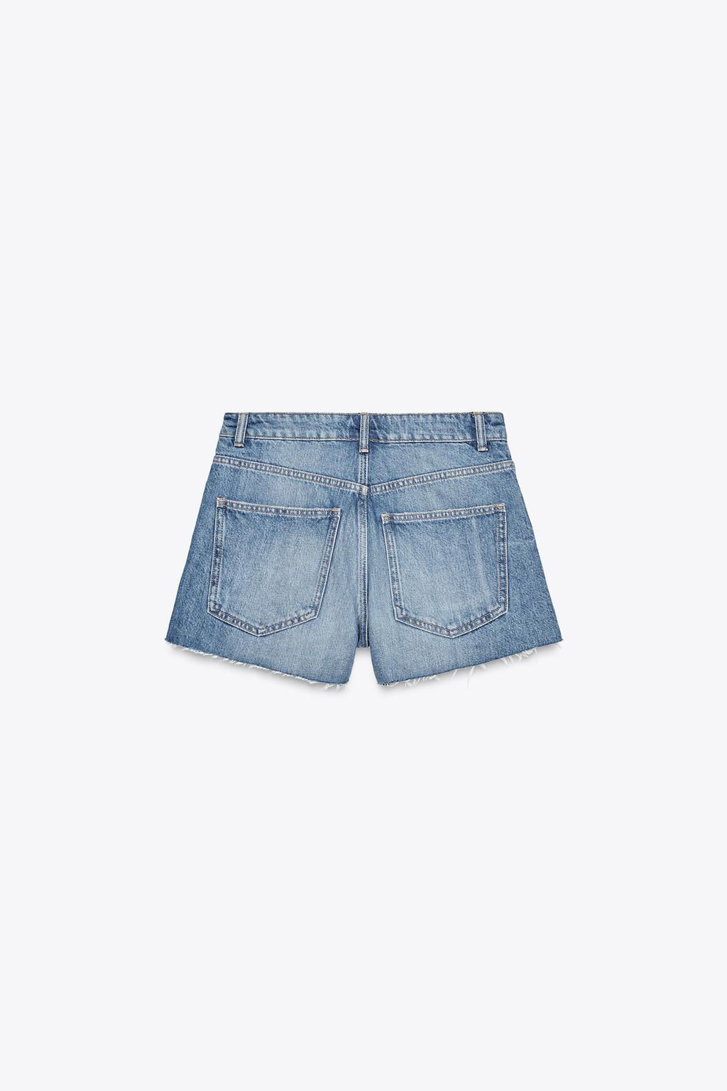 TRF LOW-RISE CROPPED BAGGY DENIM SHORTS - Zara фото 6