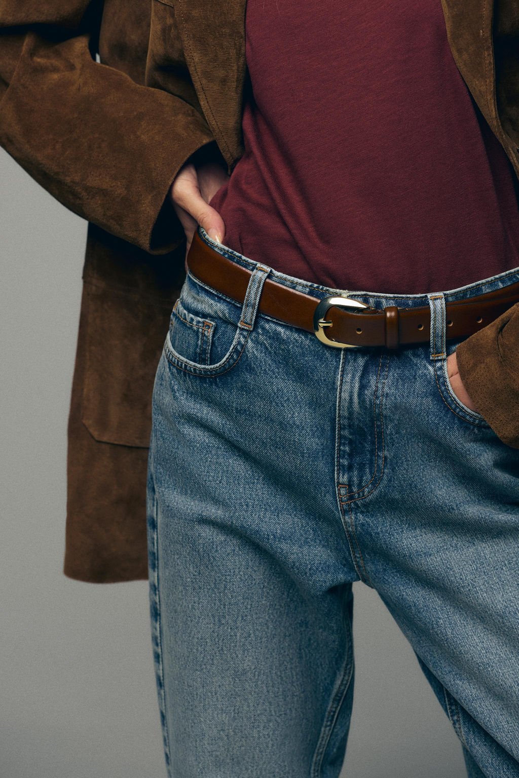 100% LEATHER BELT WITH OVAL BUCKLE - Zara фото 2