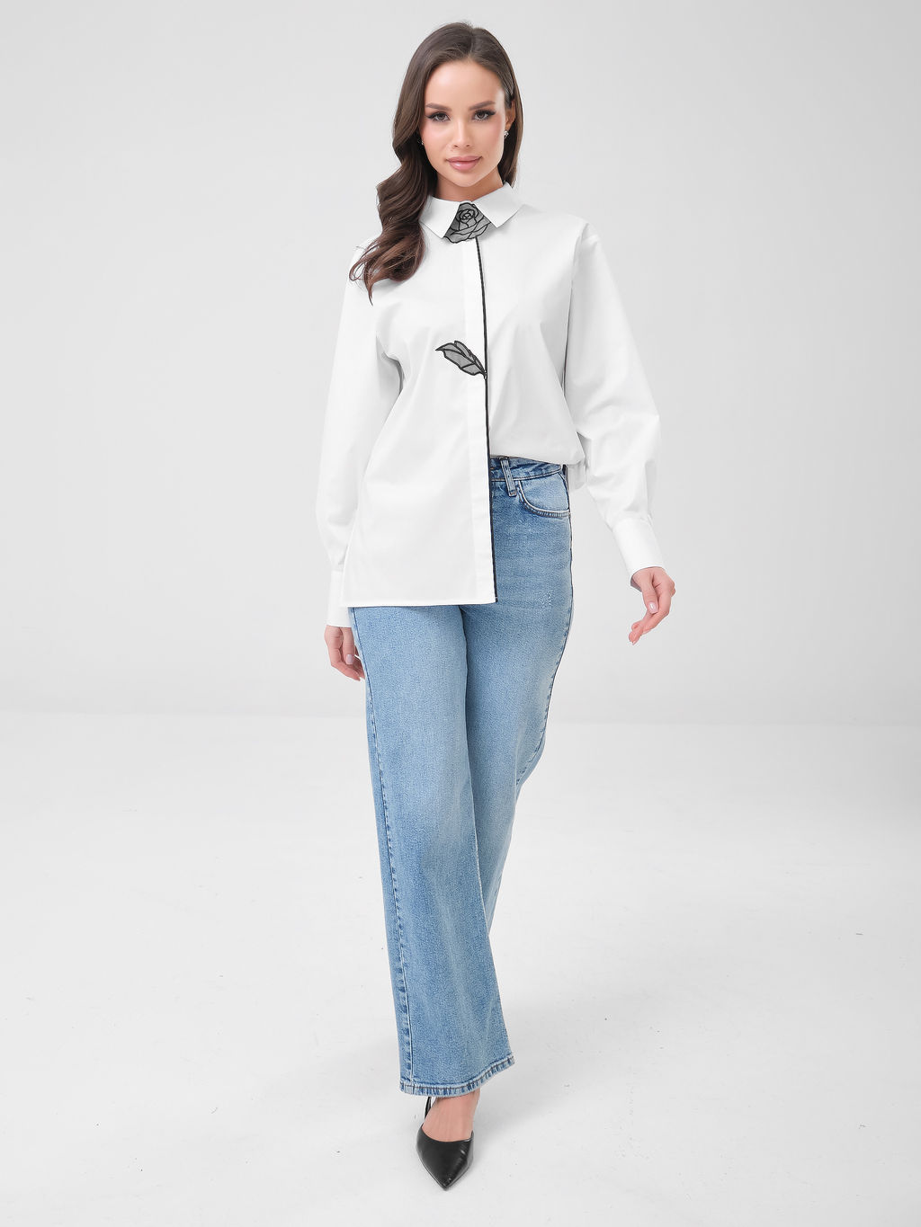 Блузка с декоративным цветком - Stilla фото 2