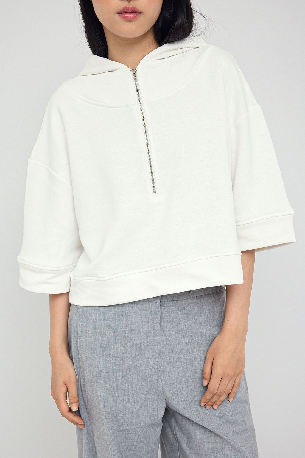 Teen Ekru Kapusonlu Fermuar Detayl? Truvakar Kol Kal?n Orme Sweatshirt TWOAW26SW00024 - Trendyolmilla фото 9