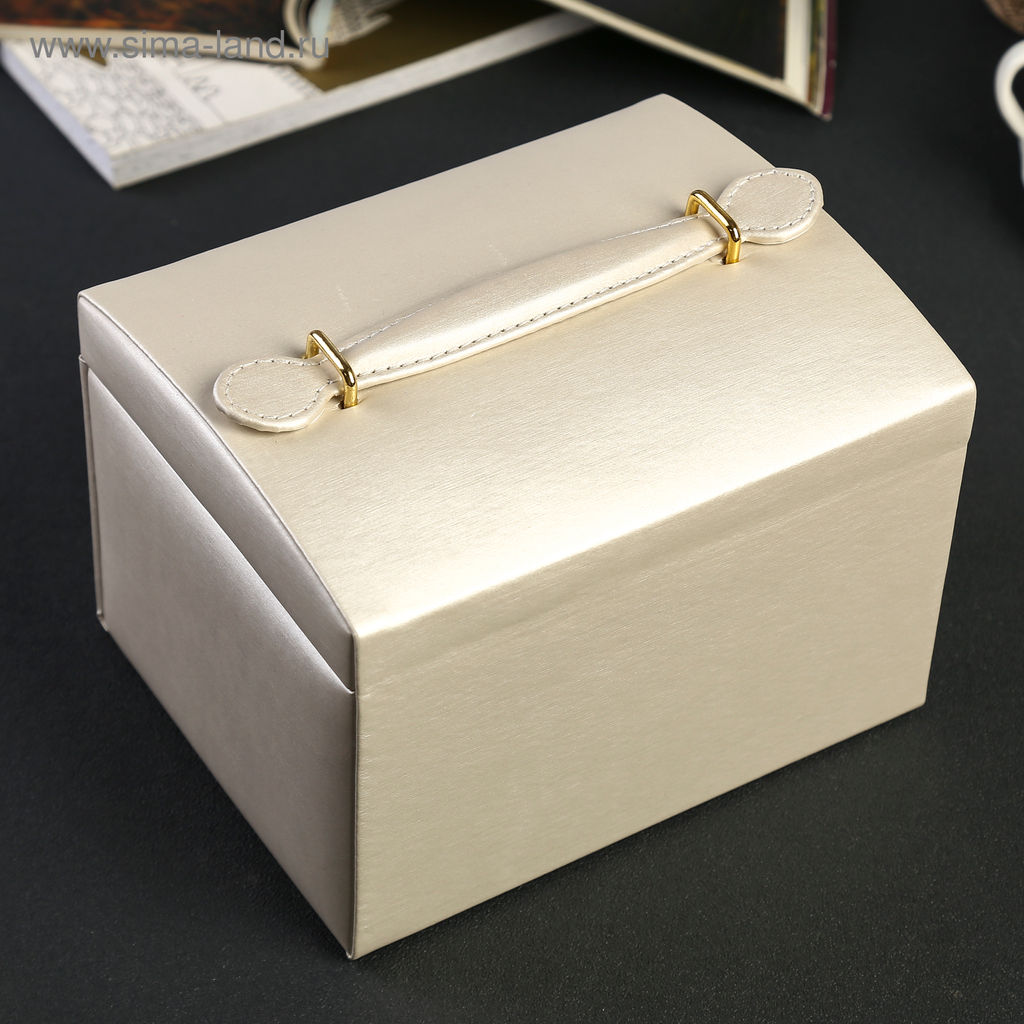 Шкатулка кожзам для украшений Жемчужный молочный 12,3х17,3х13,7 см - Simaland фото 6