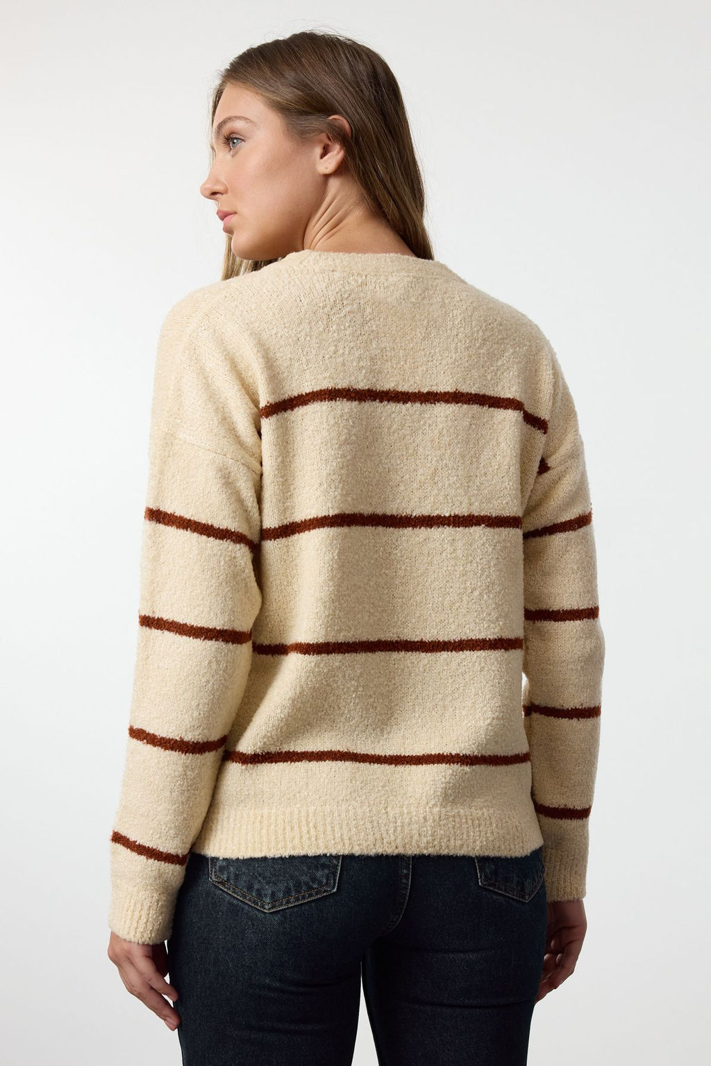 Tas Cizgili Genis Kal?p Dokulu Triko Kazak TWOAW23KZ01863 - Trendyolmilla фото 5