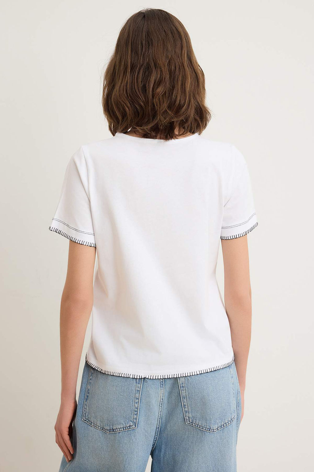Beyaz Regular/Normal Kal?p Dusuk Kol K?sa Kollu Tok %100 Pamuk Orme T-Shirt TWOSS26TS00260 - Trendyolmilla фото 4