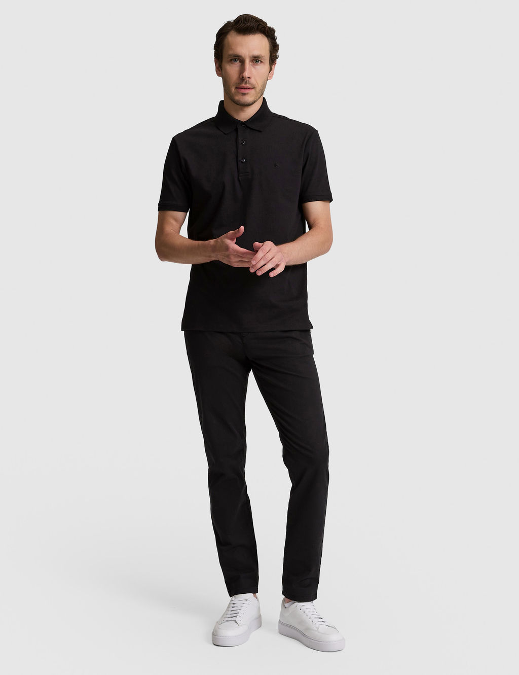 Siyah Slim Fit Pamuk Kar___ml_ D__meli Polo Yaka Basic T-shirt