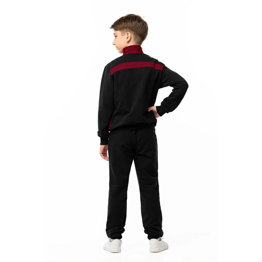 RODOS Спортивный костюм для мальчика М-187/1д Чёрный/Чёрный/Бордовый