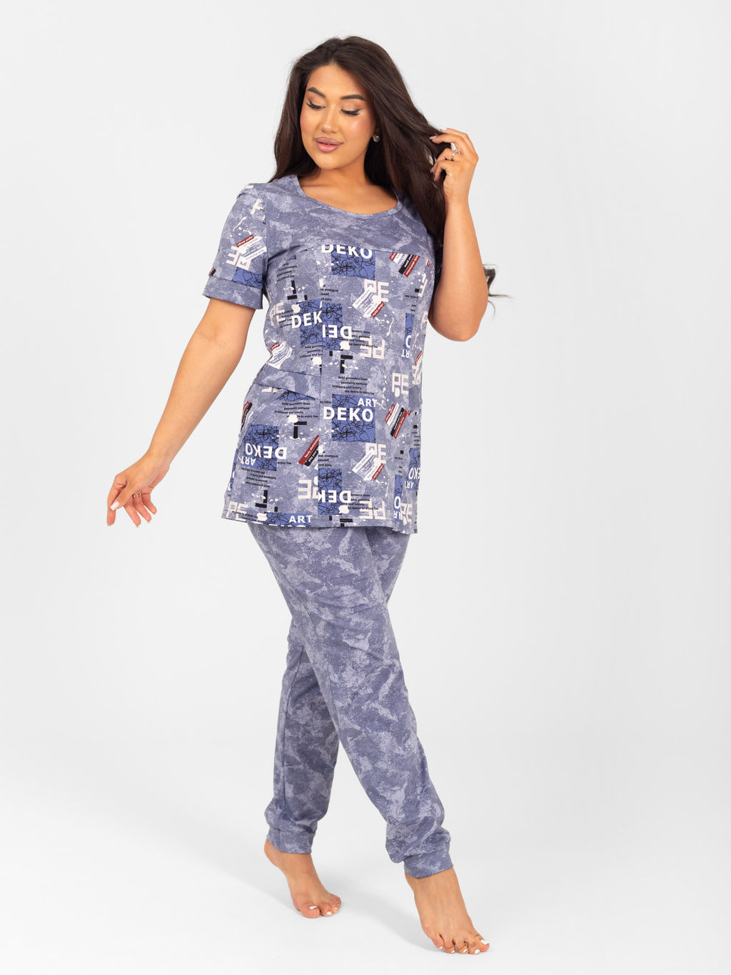 Костюм женский кулирка ХОЛЛИ ГЕОМЕТРИЯ ОЛИВА - Domtrik фото 19