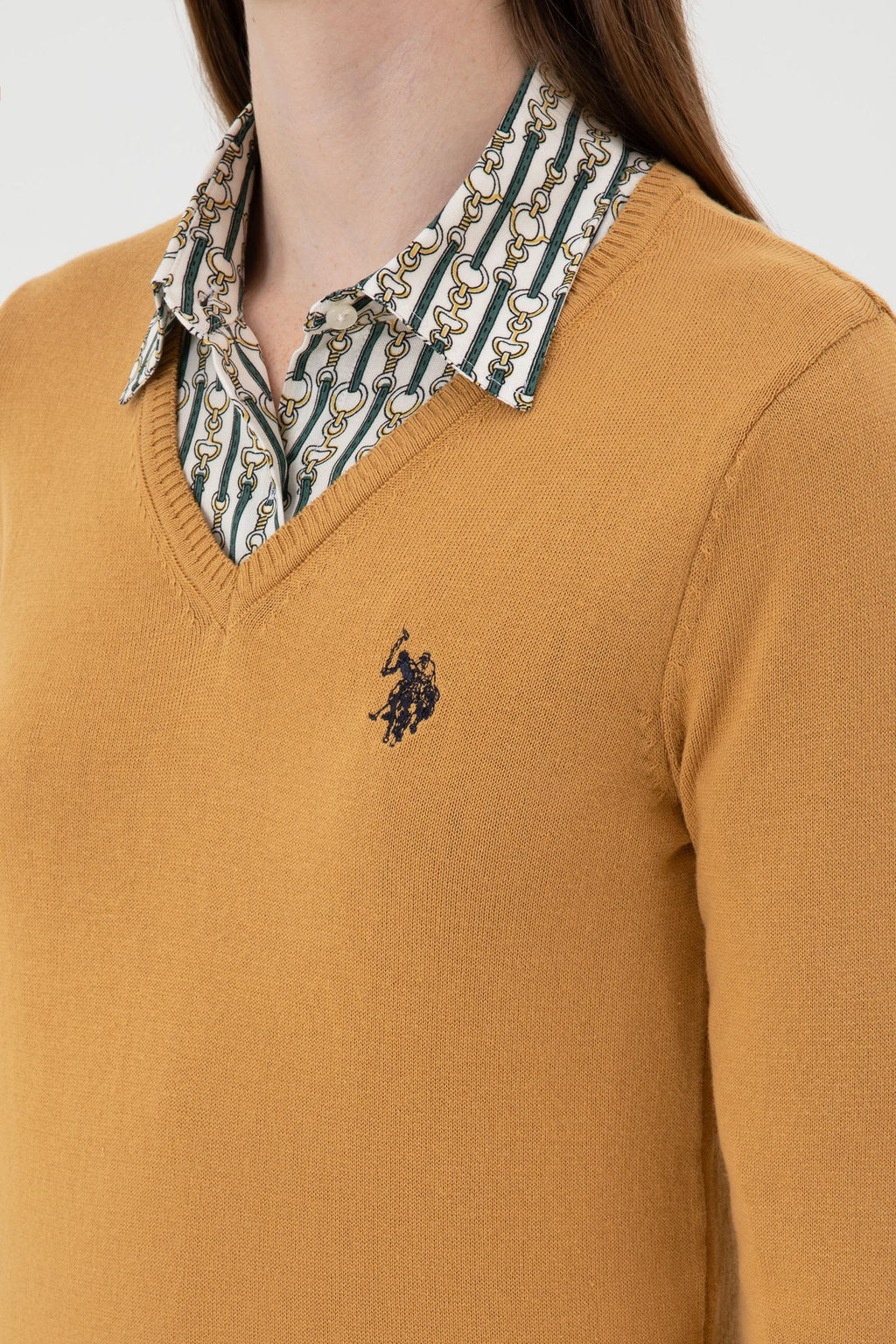 Kad_n Camel V Yaka Basic Kazak Sepette S_rpriz _ndirim - U.s. polo assn фото 7