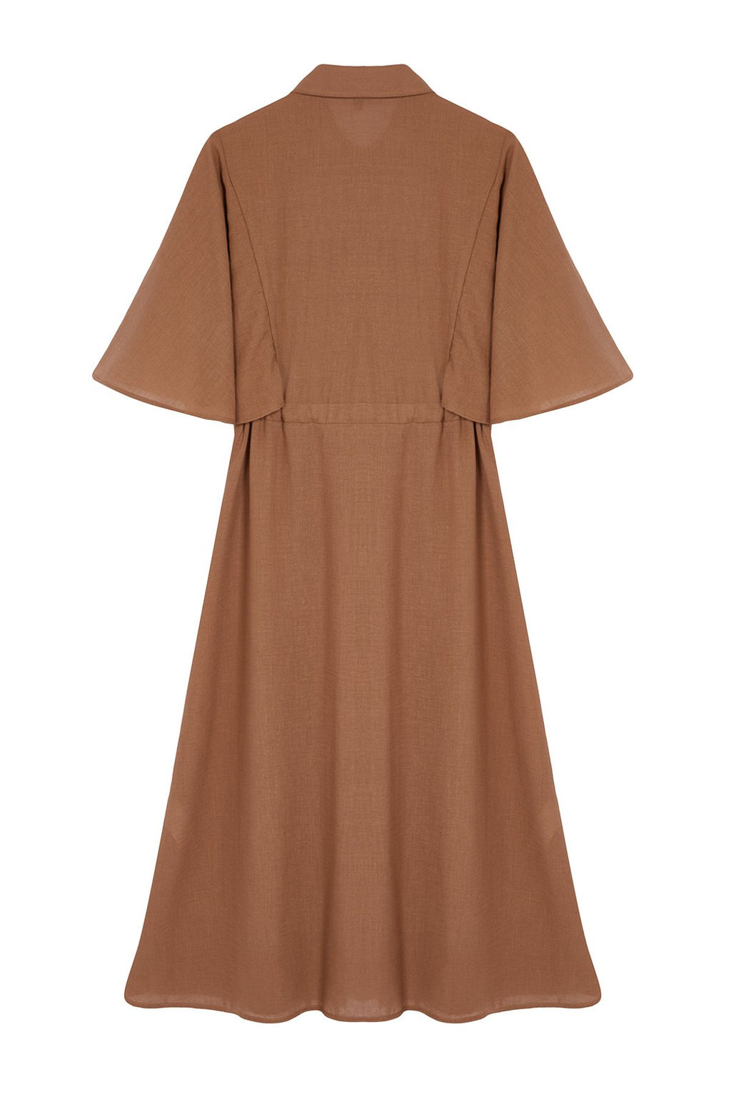Kahverengi Pelerin Kol Detayl? Beli Baglamal? Midi Gomlek Dokuma Elbise TWOSS24EL01101 - Trendyolmilla фото 7