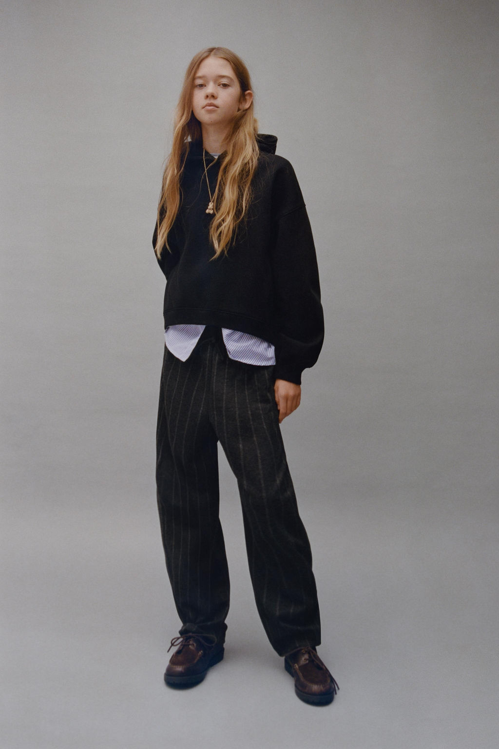 STRIPED DOUBLE HEM hoodie - Zara фото 5