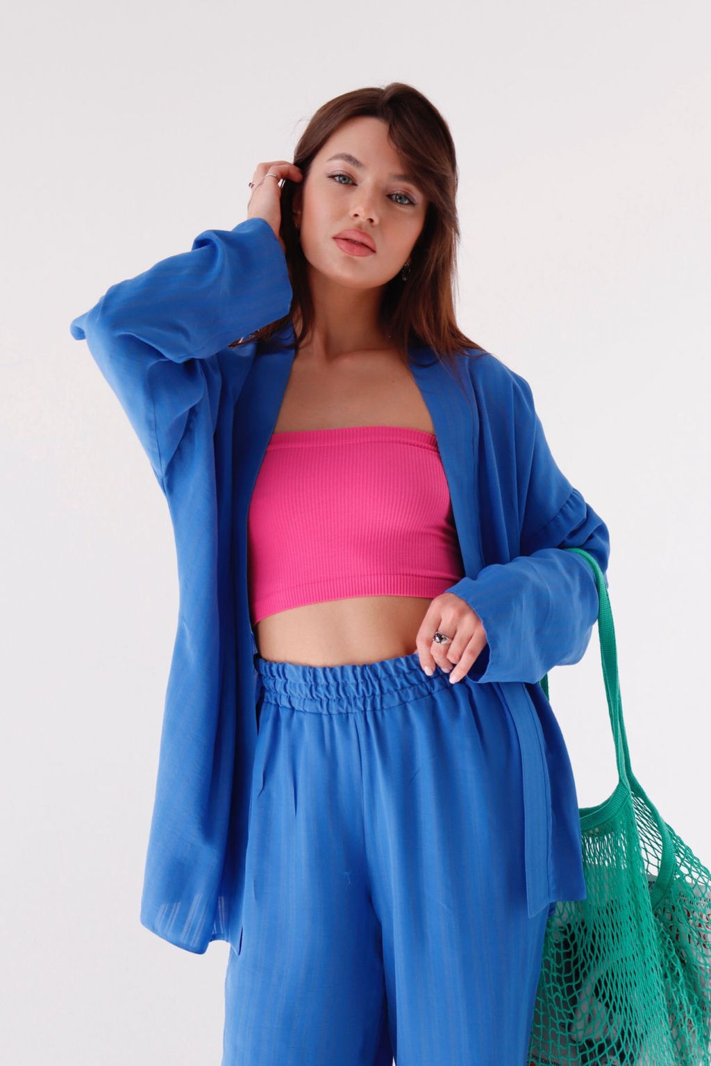 9513 Костюм из кимоно и брюк-палаццо в цвете электрик - Martichelli фото 7