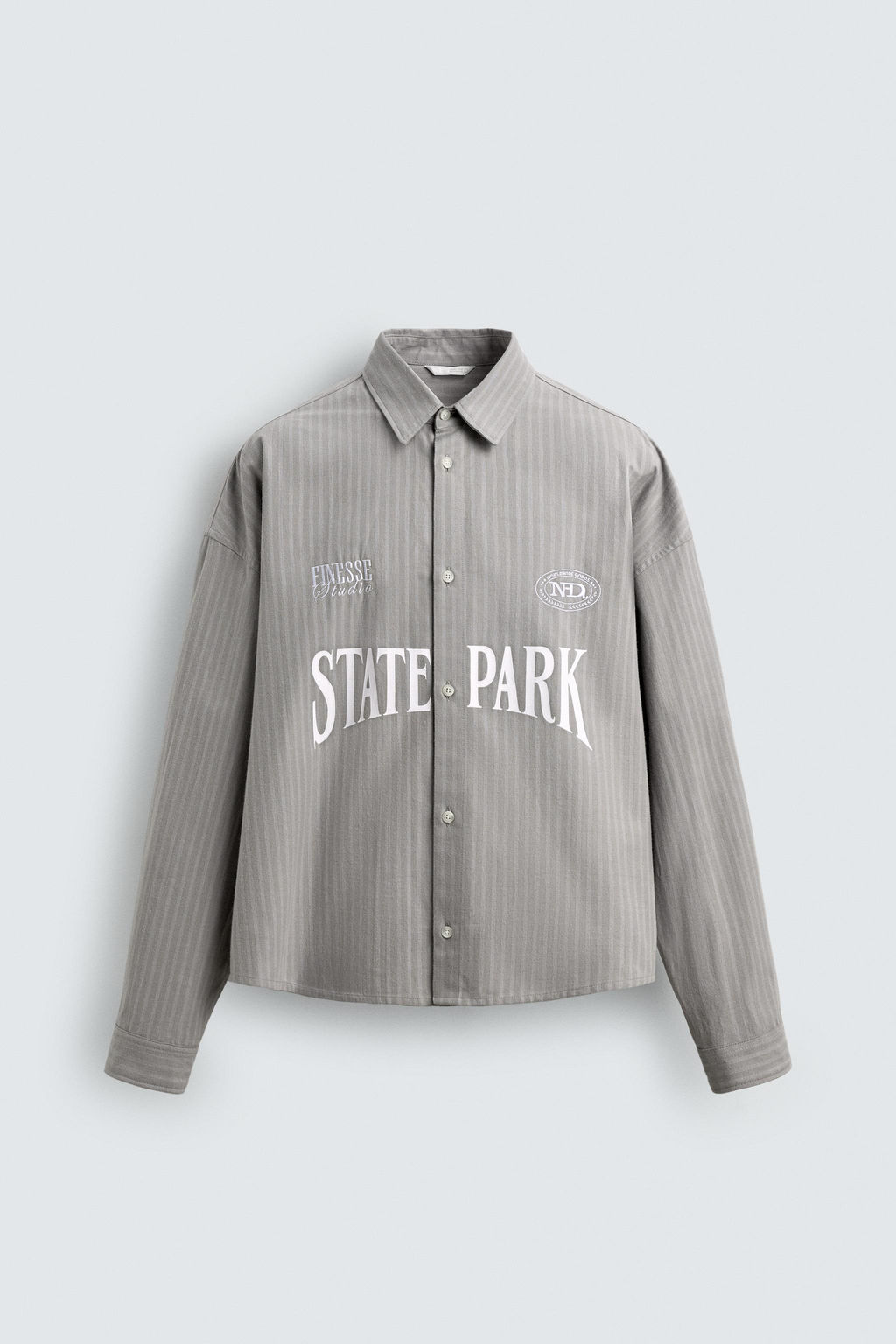 CONTRAST EMBROIDERED STRIPED SHIRT - Zara фото 6