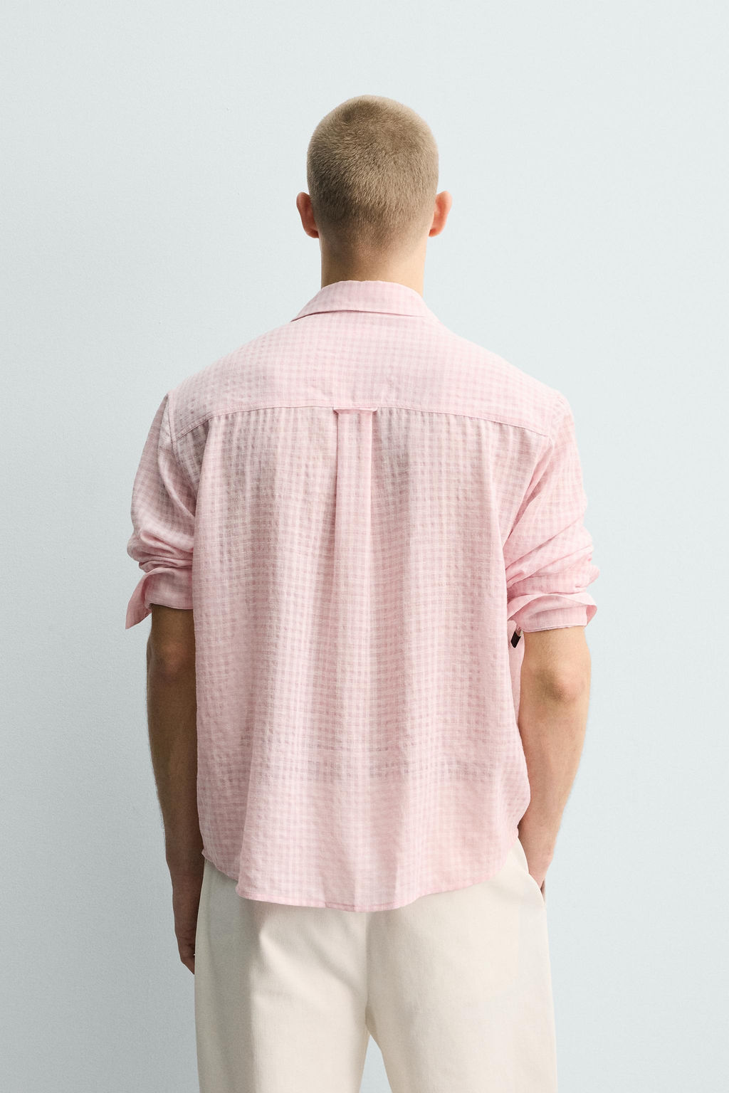 CAMISA FLUIDA CUADROS / Rosa pastel - Zara фото 3