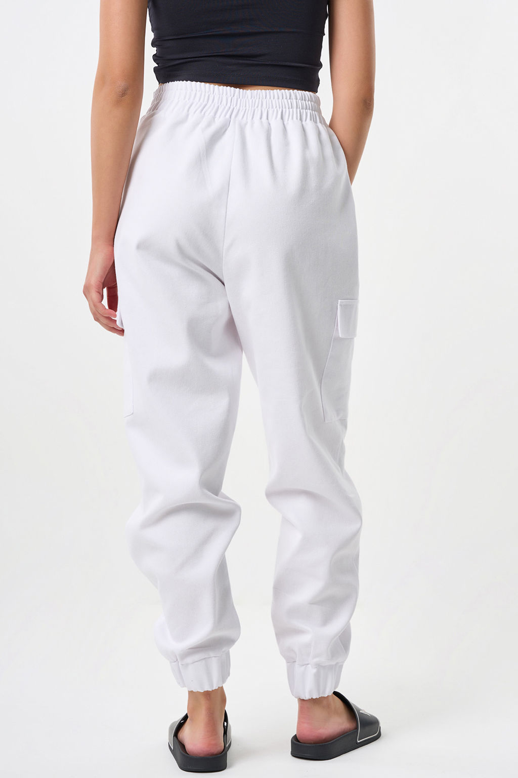 Брюки карго из плотного хлопка под деним белые