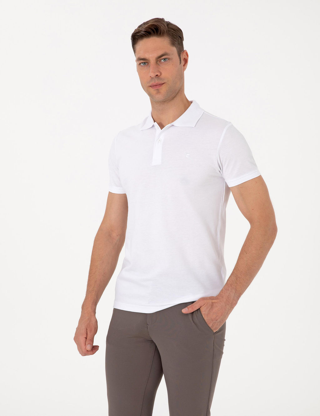 Beyaz Slim Fit Basic Ti__rt