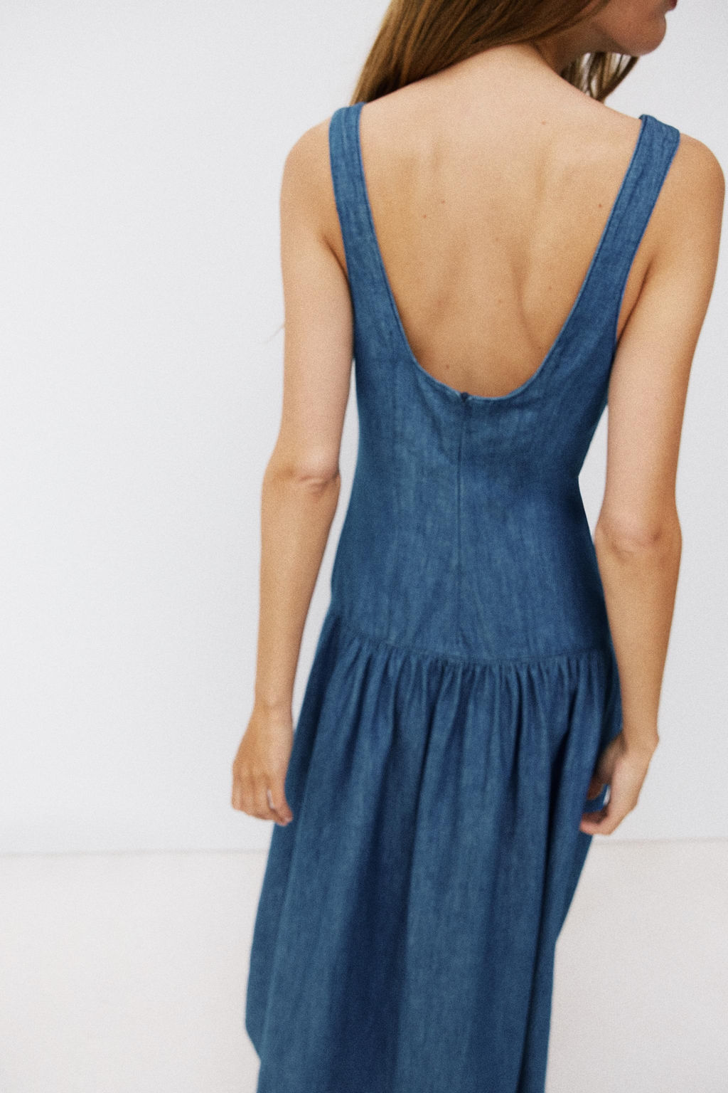 VESTIDO MIDI FALDA CAPA / Azul - Zara фото 7